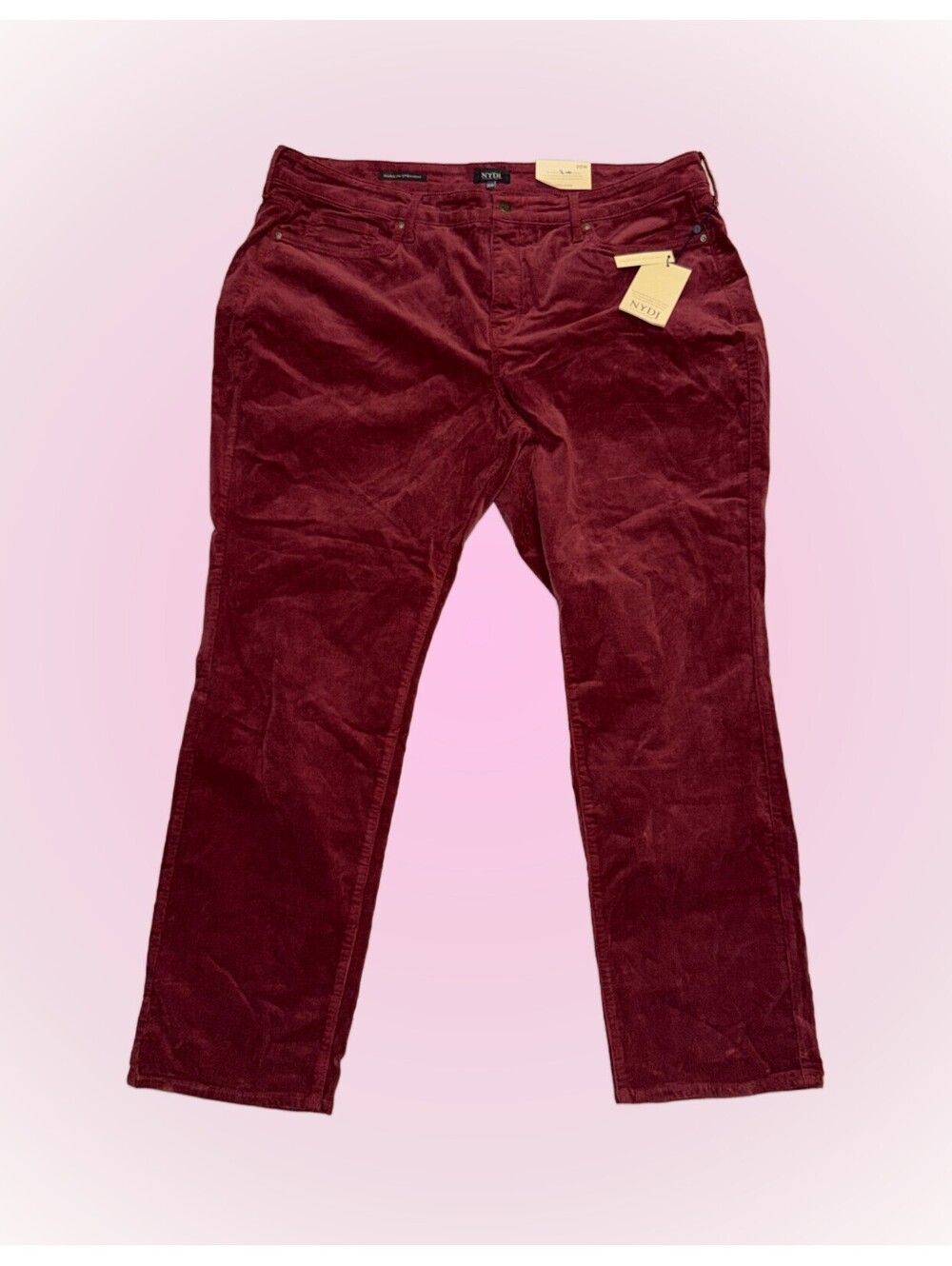 Womens Size 20 XXL Dark Burgundy Corduroy Pants by NYDJ | New with Tags